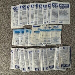 Gum Eez-Thru Floss Threaders Packets Dental Flossers Sunstar Butler Glide Lot 60
